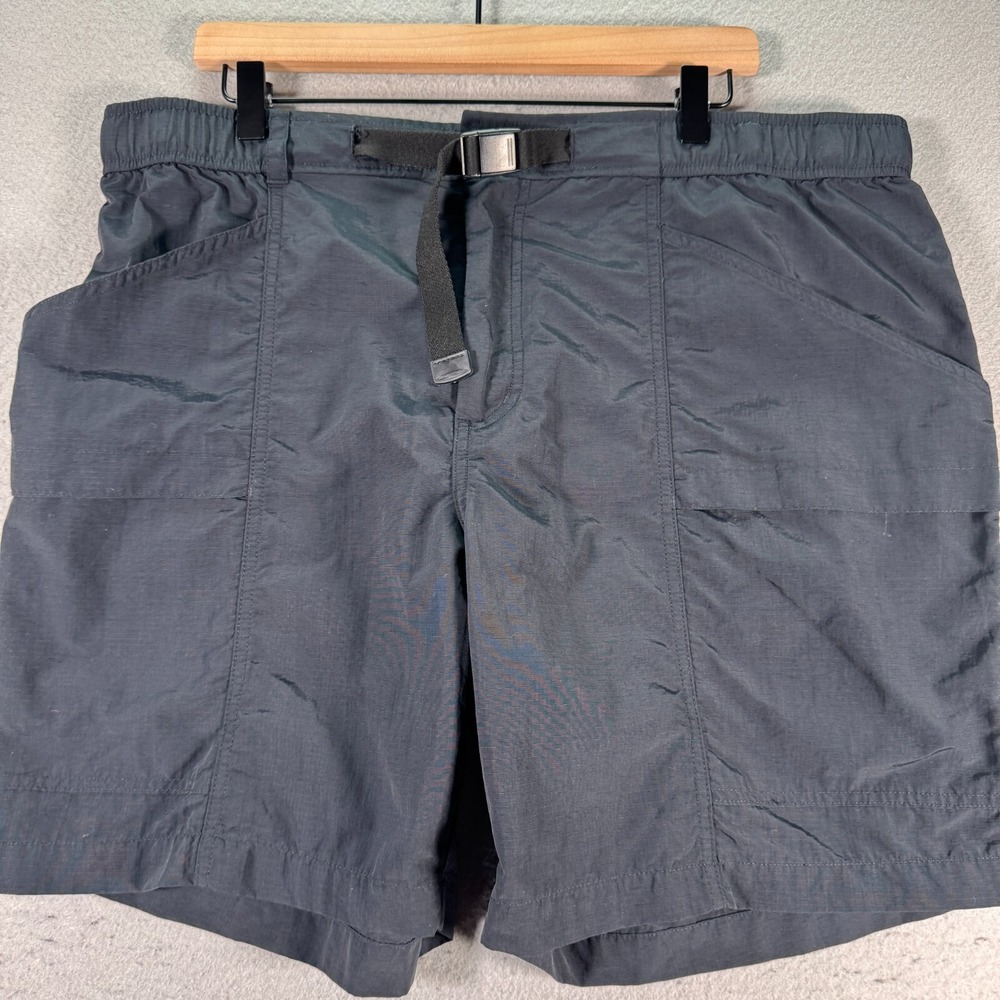 Eddie Bauer Belted Nylon Shorts Mens XL‎ Black Lightweight Hiking Outdoor 7"